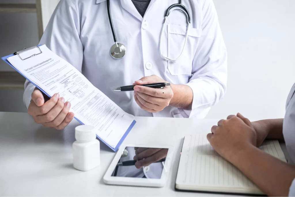 A doctor briefing