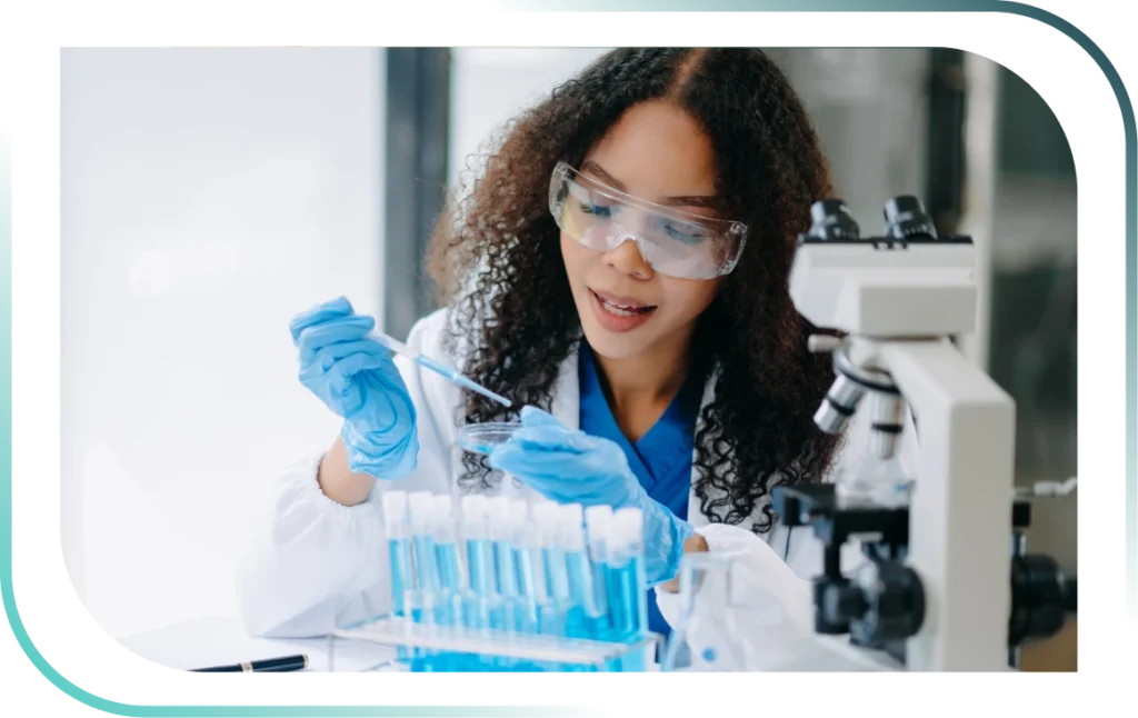 A lab chemist experimenting