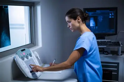 A paramedic operating a machine