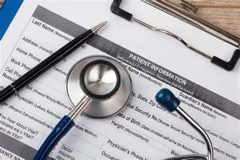 A patient information form with stethoscope on it