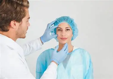 Doctor analyzing patients skin