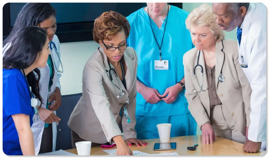 Medical Head briefing her staff