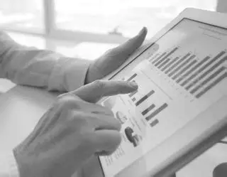 Demographic Services - someone checking graphs and analytics