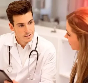 A doctor consulting with patient
