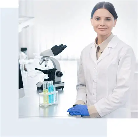 A lab assistant giving poses
