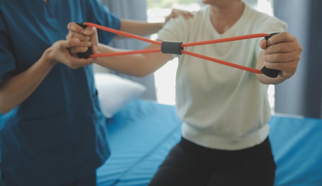 A physiotherapist helping patient