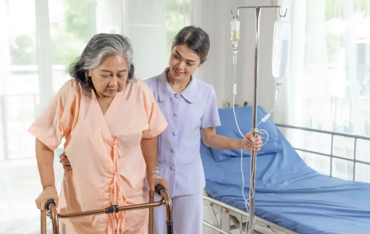A nurse assisting in walking