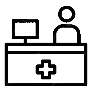 Depiction of front desk at clinic