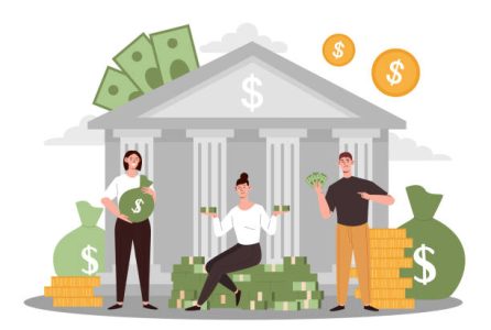 Depiction of government giving funds